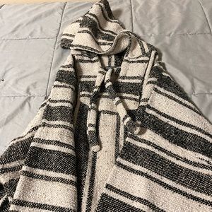 Cream & Black Drug Rug from Mexico